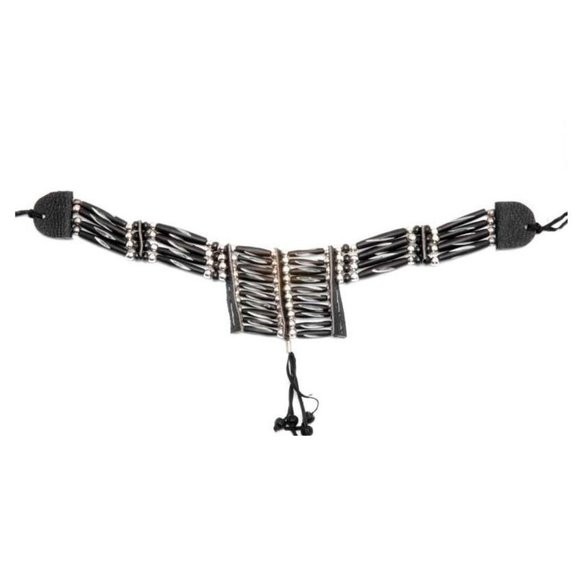 Jewelry - Black Carved Buffalo Bone Chest Plate Choker Western Indian Style Jewelry New